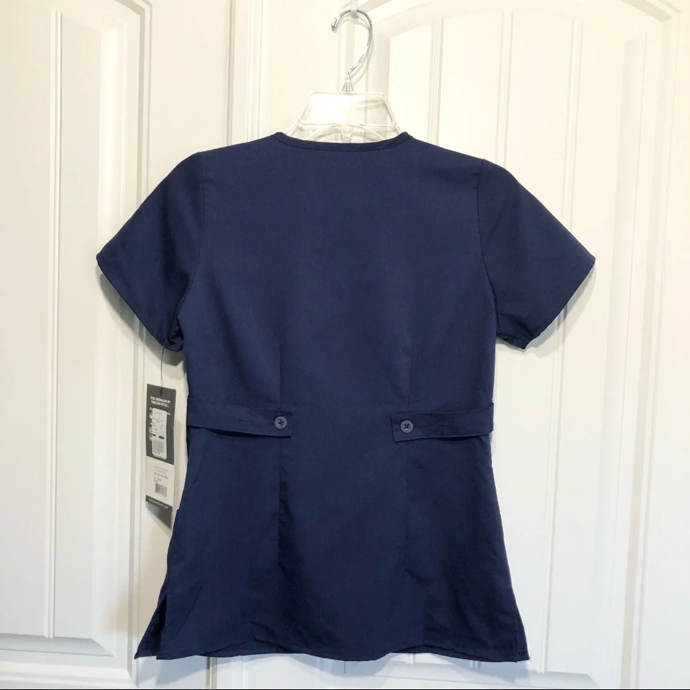 Grey's Anatomy™ by Barco 3-Pocket Modern Fit Mock Wrap Scrub Navy Top XS_9